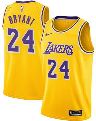Lakers 24 Kobe Bryant Yellow Nike Swingman Jersey
