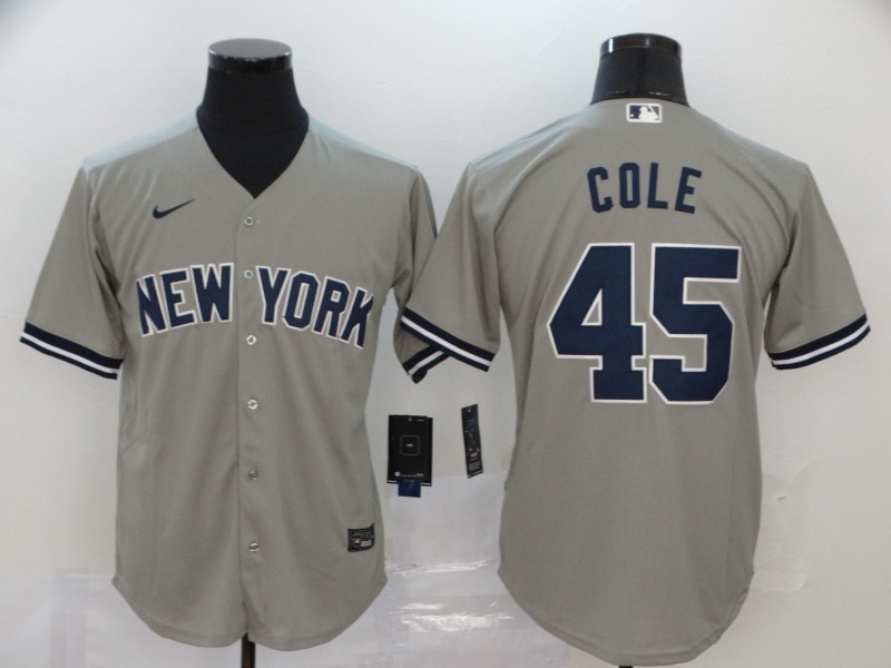 Yankees 45 Gerrit Cole Gray 2020 Nike Cool Base Jersey