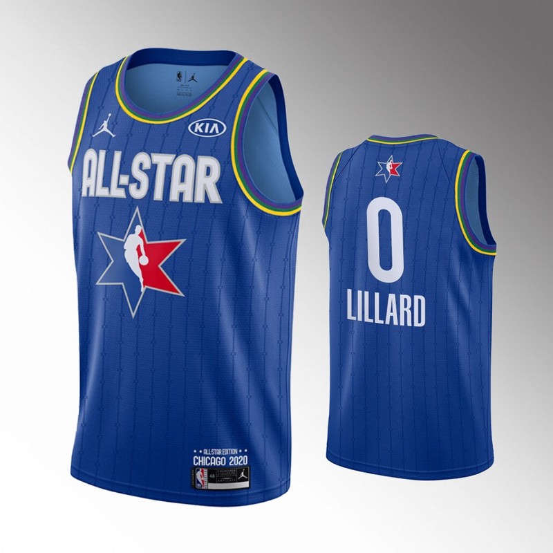 Blazers 0 Damian Lillard Blue 2020 NBA All-Star Jordan Brand Swingman Jersey