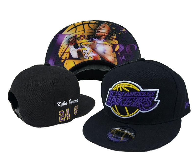 Lakers Fresh Logo 24 Kobe Bryant Black Adjustable Hat YD