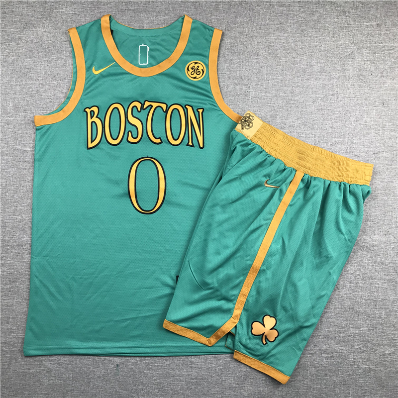 Celtics 0 Jayson Tatum Green City Edition Swingman Jersey(With Shorts)