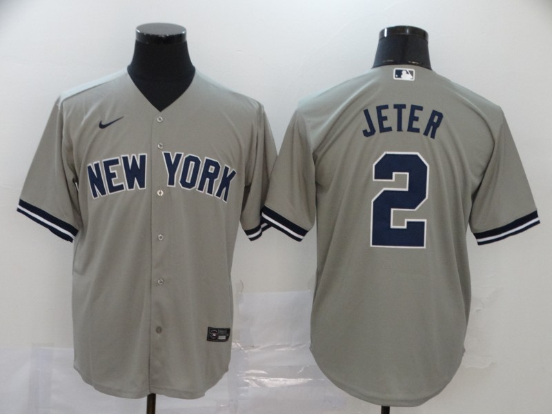 Yankees 2 Derek Jeter Gray 2020 Nike Cool Base Jersey - Click Image to Close