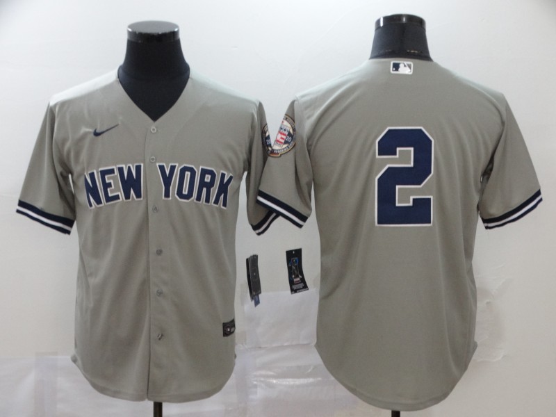 Yankees 2 Derek Jeter Gray Nike 2020 Nike Hall of Fame Induction Cool Base Jersey - Click Image to Close