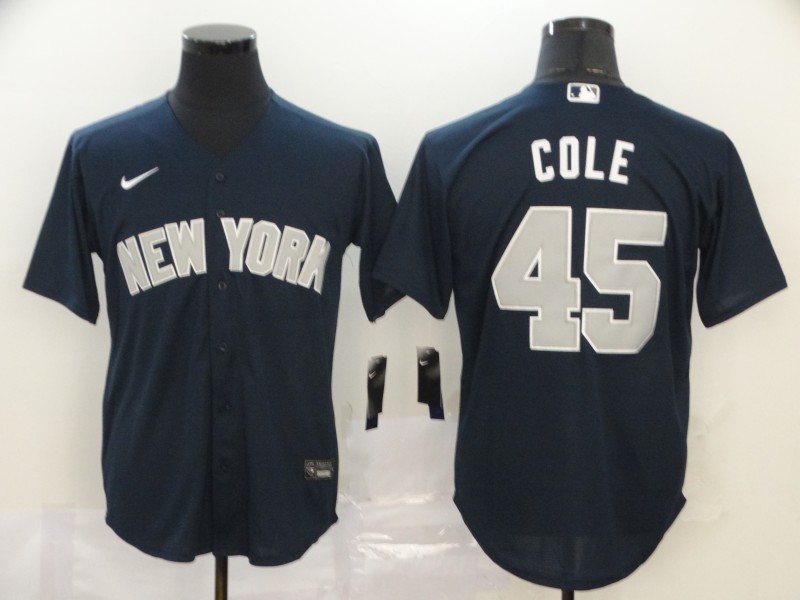 Yankees 45 Gerrit Cole Navy 2020 Nike Cool Base Jersey - Click Image to Close
