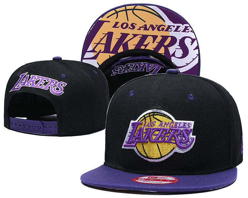 Lakers Team Logo Black Purple Adjustable Hat TX