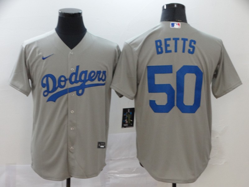 Dodgers 50 Mookie Betts Royal Gray 2020 Nike Cool Base Jersey - Click Image to Close