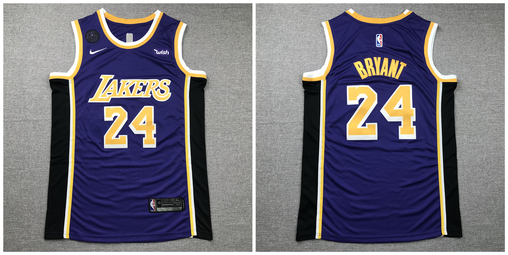 Lakers 24 Kobe Bryant Purple Nike KB Patch Swingman Jersey - Click Image to Close