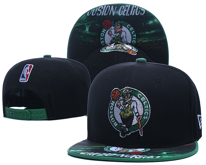 Celtics Team Logo Black Green Adjustable Hat LH