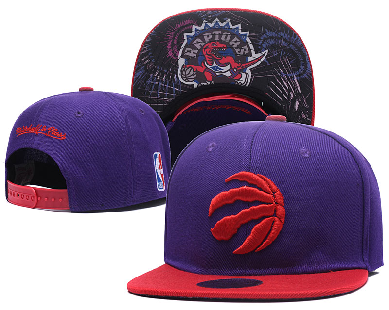 Raptors Team Logo Purple Red Mitchell & Ness Adjustable Hat LH