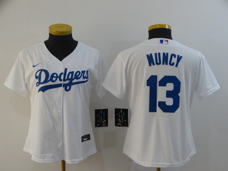 Dodgers 13 Max Muncy White Women 2020 Nike Cool Base Jersey - Click Image to Close