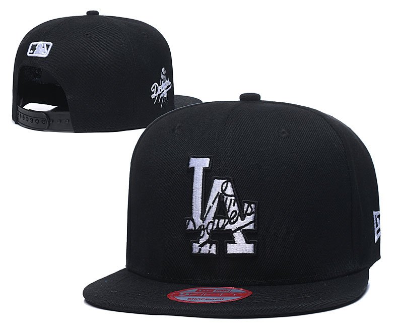 Dodgers Team Logo Black Adjustable Hat LT