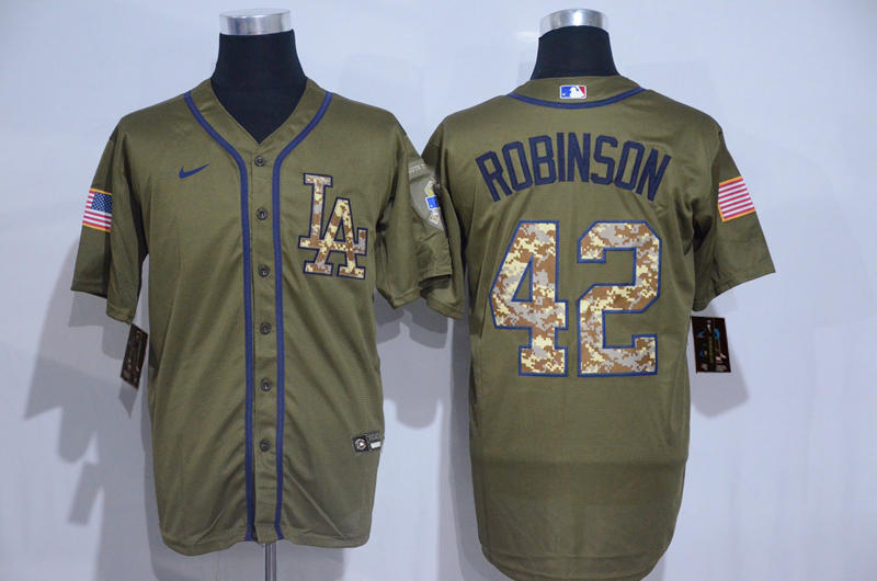 Dodgers 42 Jackie Robinson Olive 2020 Nike Cool Base Jersey - Click Image to Close
