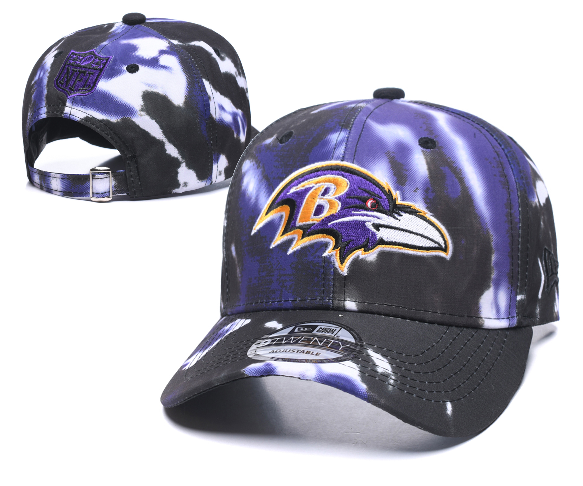 Ravens Team Logo Purple Peaked Adjustable Hat YD - Click Image to Close