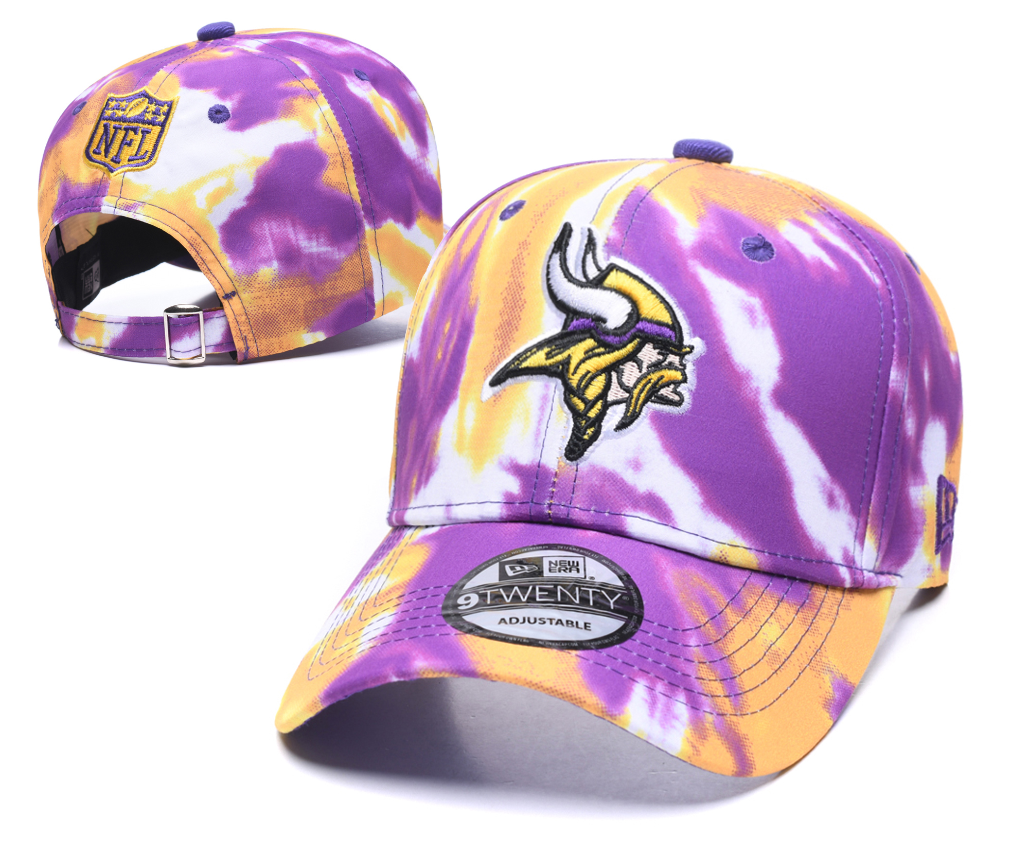 Vikings Team Logo Purple Yellow Peaked Adjustable Hat YD