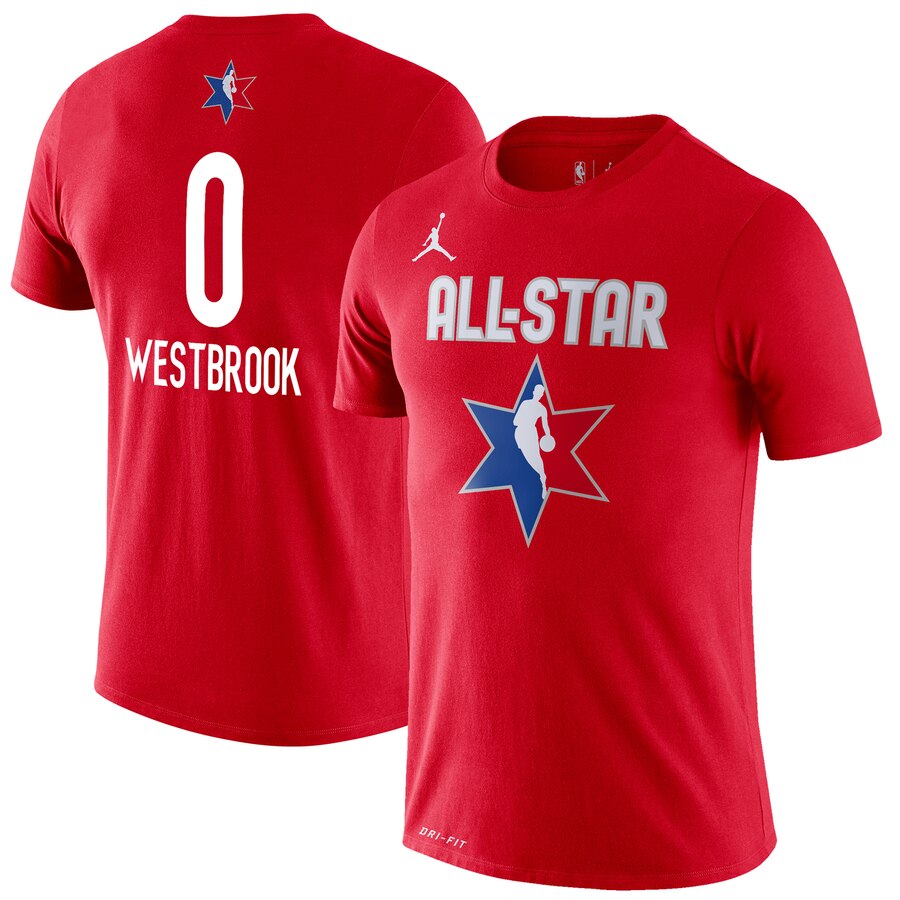 Russell Westbrook Jordan Brand 2020 NBA All-Star Game Name & Number Player T-Shirt Red - Click Image to Close