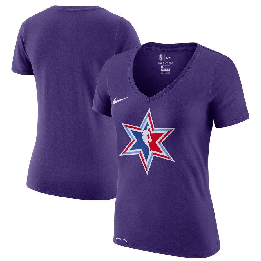 Nike Women's 2020 NBA All-Star Game Secondary Logo V Neck T-Shirt Purple