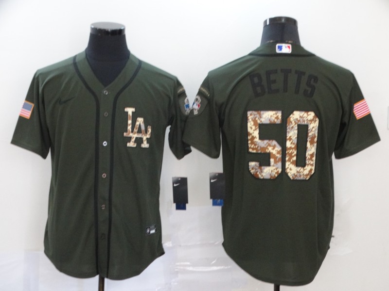 Dodgers 50 Mookie Betts Olive 2020 Nike Cool Base Jersey