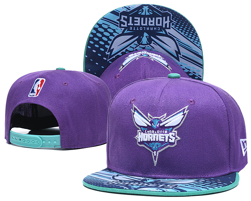 Hornets Team Logo Purple Adjustable Hat LH - Click Image to Close