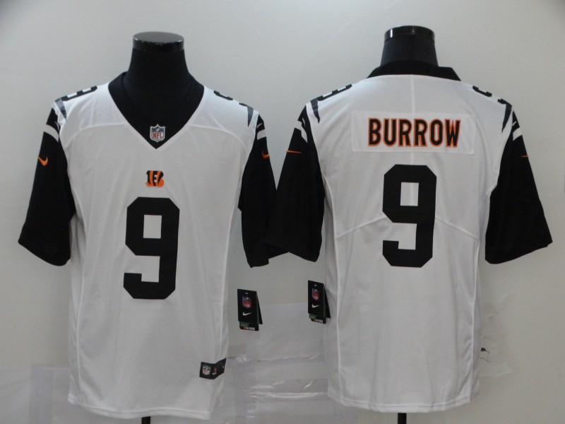 Nike Bengals 9 Joe Burrow White 2020 NFL Draft First Round Pick Color Rush Limited Jersey