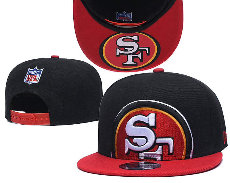 49ers Team Logo Black Red Adjustable Hat GS