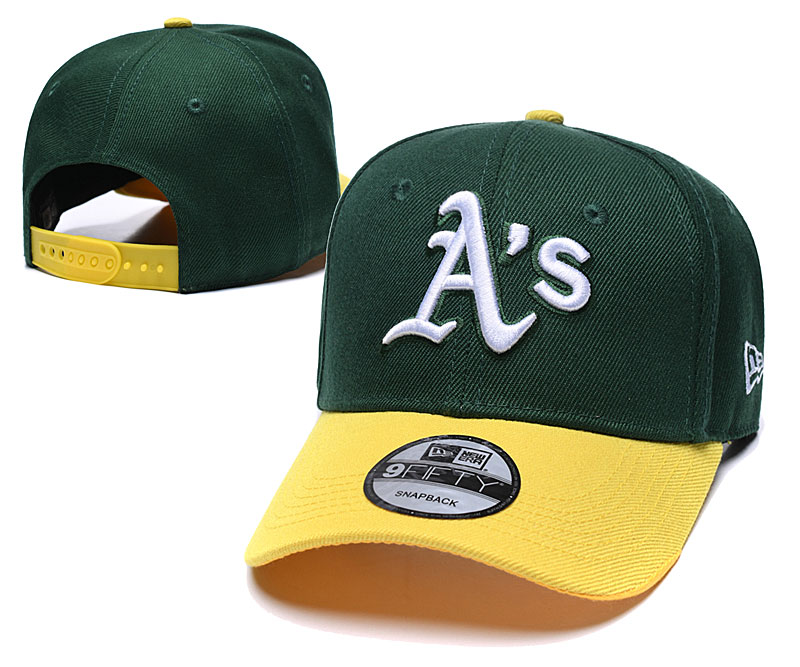 Athletics Team Logo Green Yellow Speak Adjustable Hat TX