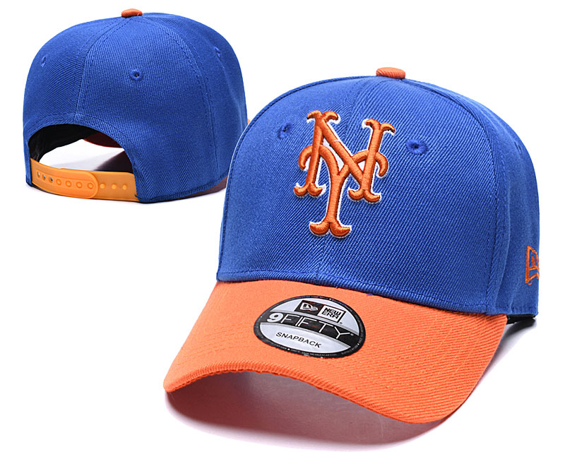 Mets Team Logo Blue Orange Speak Adjustable Hat TX - Click Image to Close
