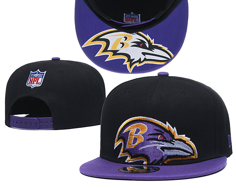 Ravens Team Logo Black Purple Adjustable Hat GS