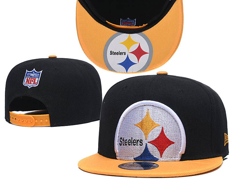 Steelers Team Logo Black Yellow Adjustable Hat GS - Click Image to Close