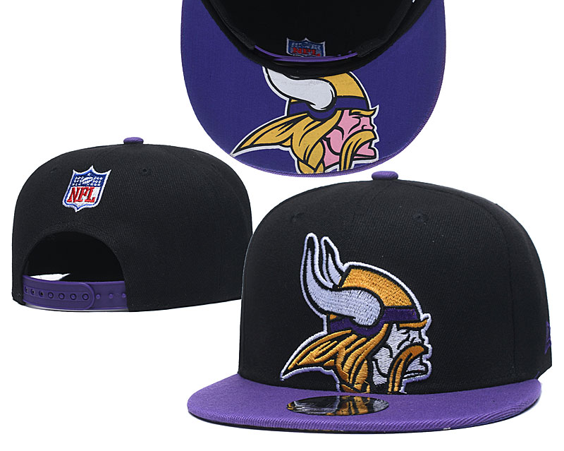 Vikings Team Logo Black Purple Adjustable Hat GS