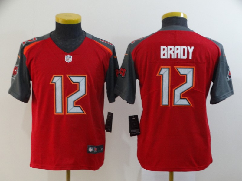 Buccaneers 12 Tom Brady Red Youth Vapor Untouchable Limited Jersey
