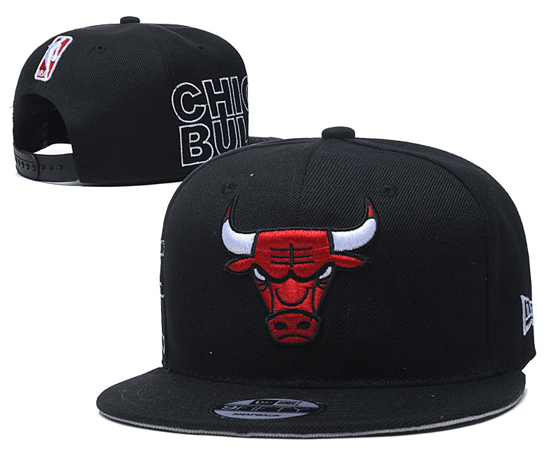 Bulls Team Logo Black Adjustable Hat YD - Click Image to Close