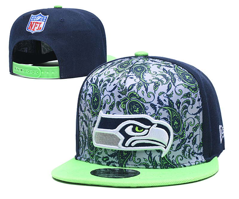 Seahawks Team Logo Navy Green Adjustable Hat LH