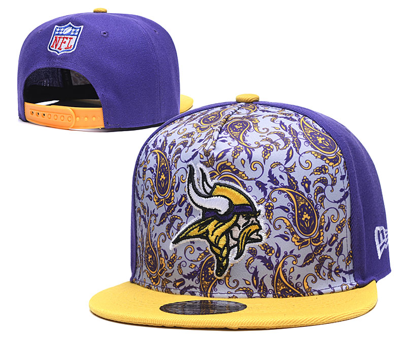 Vikings Team Logo Purple Yellow Adjustable Hat LH