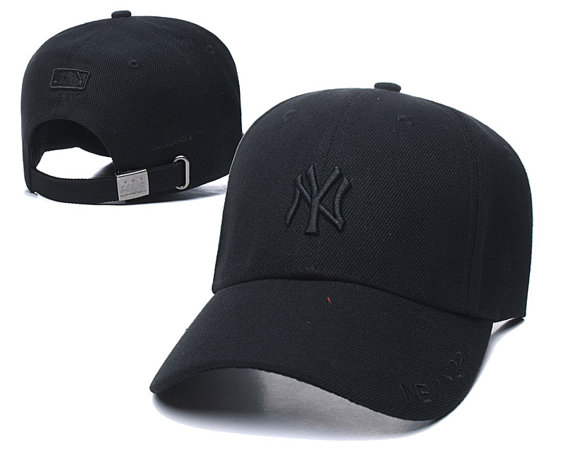 Yankees Team Logo Black Peaked Adjustable Hat TX