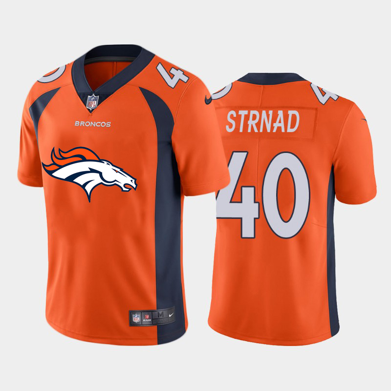 Nike Broncos 40 Justin Strnad Orange Team Big Logo Vapor Untouchable Limited Jersey - Click Image to Close