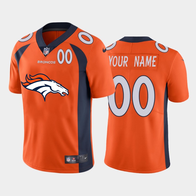Nike Broncos Customized Orange Team Big Logo Number Vapor Untouchable Limited Jersey