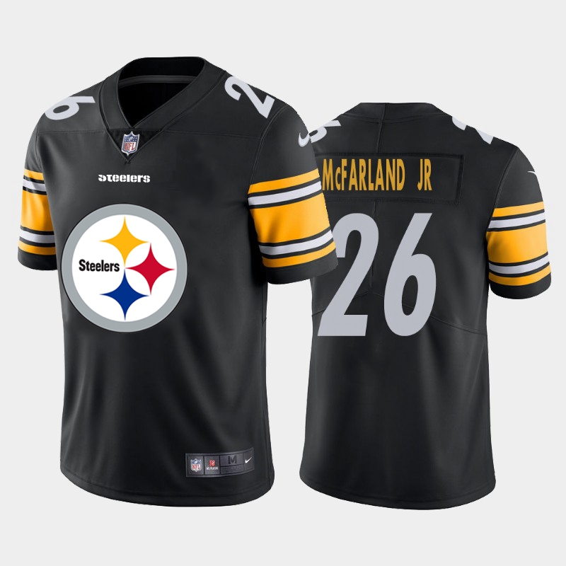 Nike Steelers 26 Anthony McFarland Jr. Black Team Big Logo Vapor Untouchable Limited Jersey - Click Image to Close