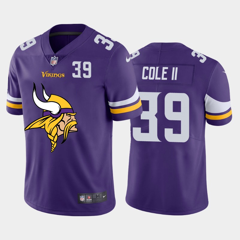 Nike Vikings 39 Brian Cole II Purple Team Big Logo Number Vapor Untouchable Limited Jersey - Click Image to Close
