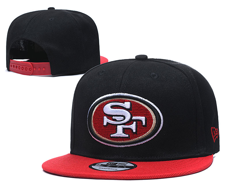 49ers Team Logo Black Red Adjustable Hat TX
