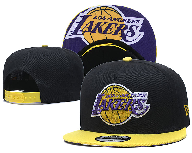 Lakers Team Logo Black Yellow Adjustable Hat TX