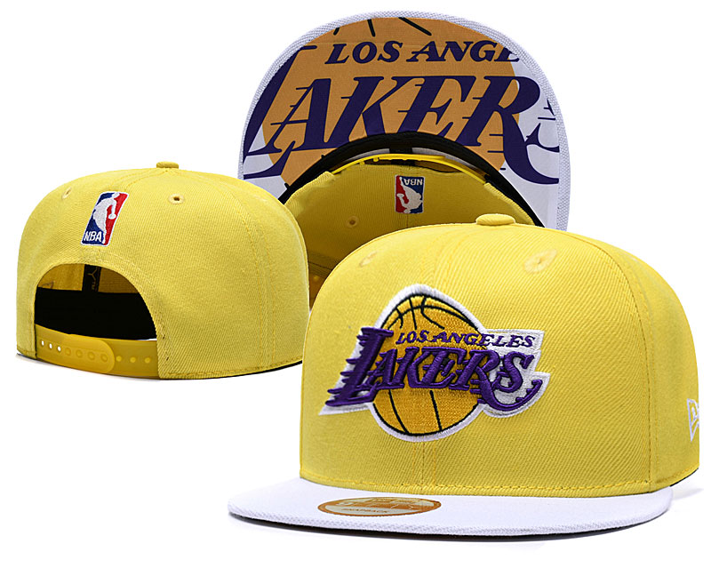 Lakers Team Logo Yellow White Adjustable Hat TX