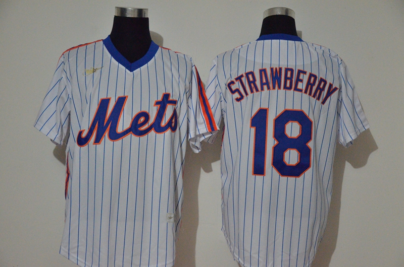 Mets 18 Darryl Strawberry White 2020 Nike Cool Base Jersey