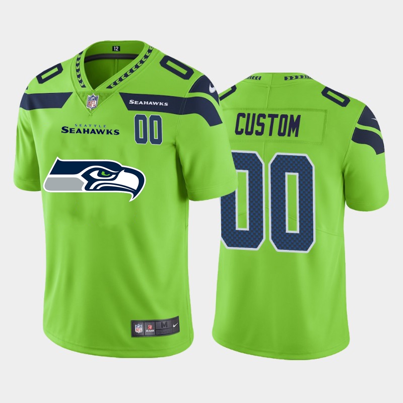 Nike Seahawks Customized Green Team Big Logo Number Vapor Untouchable Limited Jersey