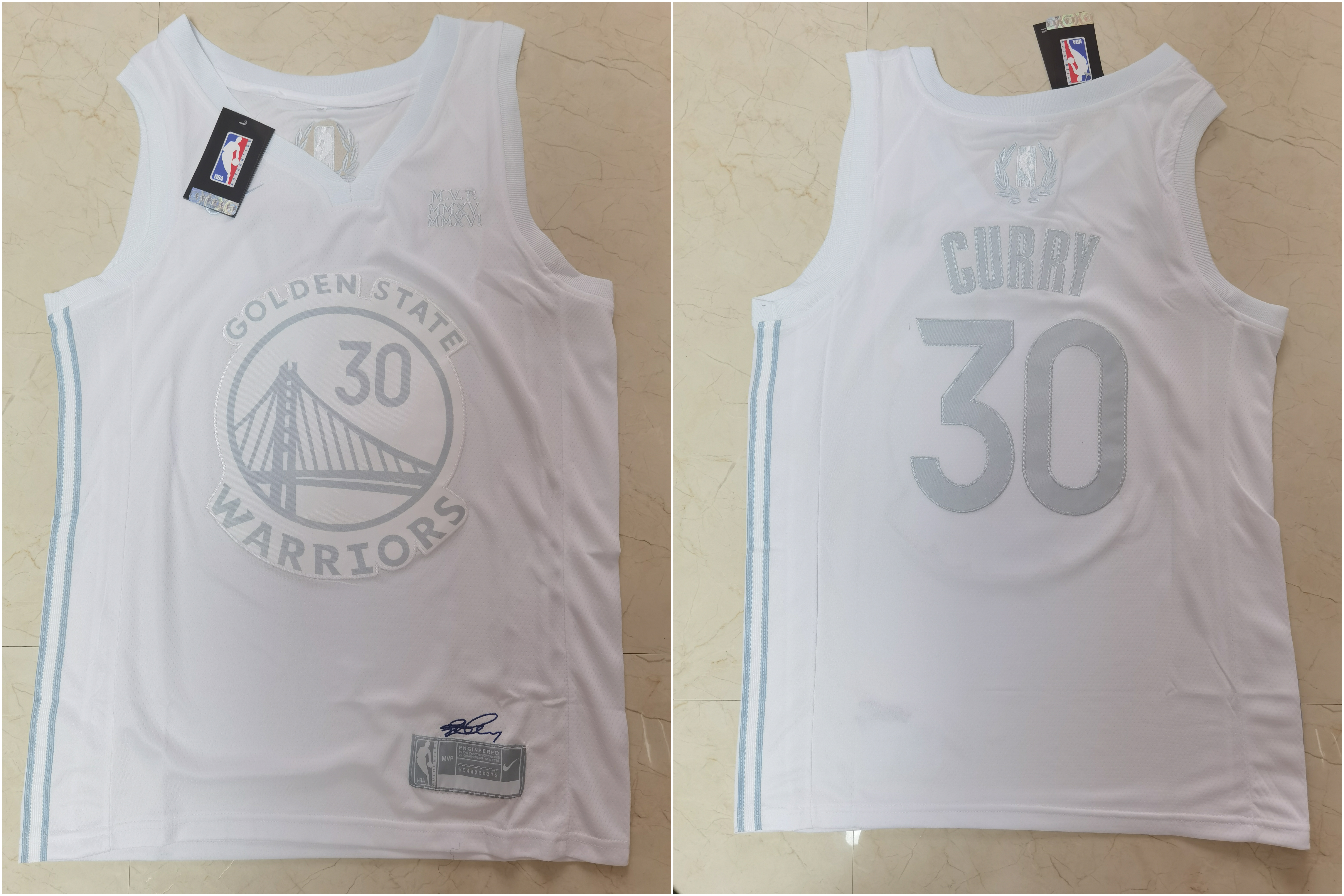 Warriors 30 Stephen Curry White Nike Swingman MVP Jersey