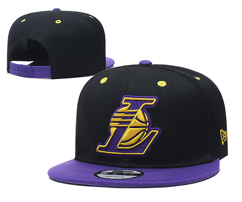 Lakers Team Logo Black Purple Adjustable Hat TX