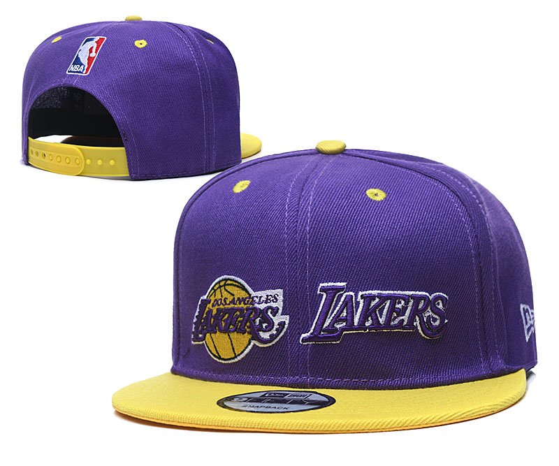 Lakers Team Logo Purple Yellow Adjustable Hat TX - Click Image to Close