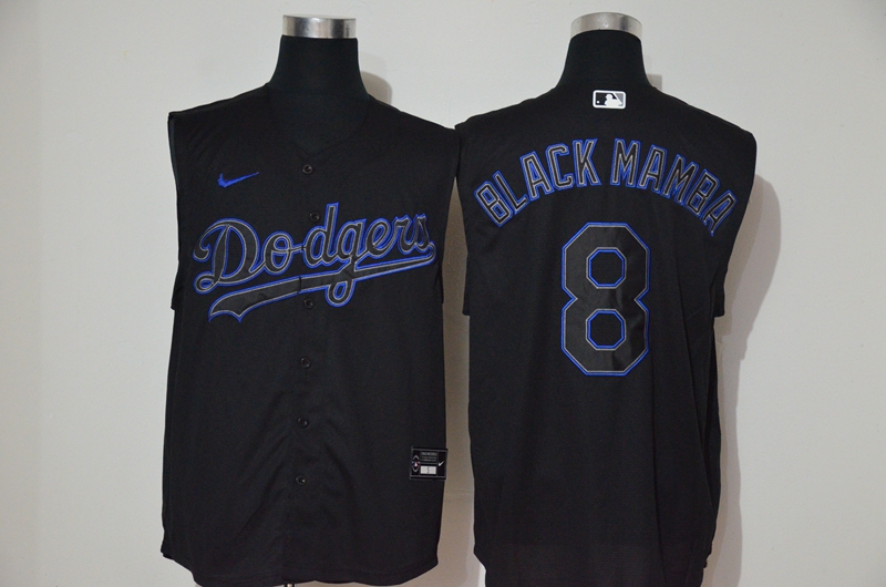 Dodgers 8 Black Mamba Black Nike Cool Base Sleeveless Jersey - Click Image to Close