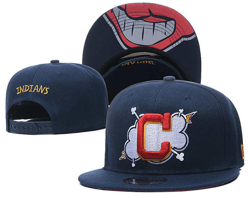 Indians Team Logo Navy Adjustable Hat GS