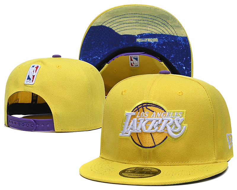 Lakers Team Logo Yellow Adjustable Hat YD
