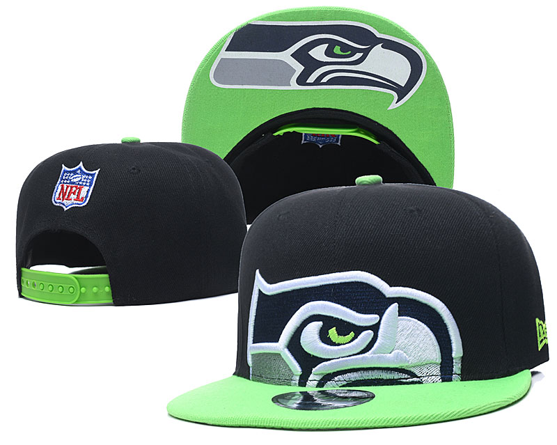 Seahawks Team Logo Black Green Adjustable Hat GS